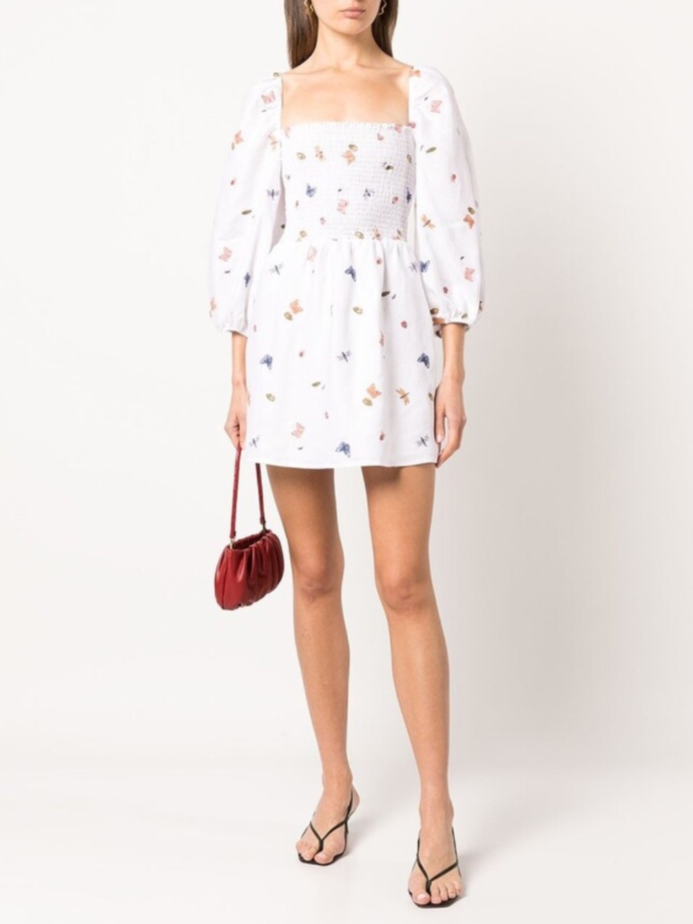NEW Reformation Greyson Linen Dress Ladybugs Medium - Picture 6 of 17
